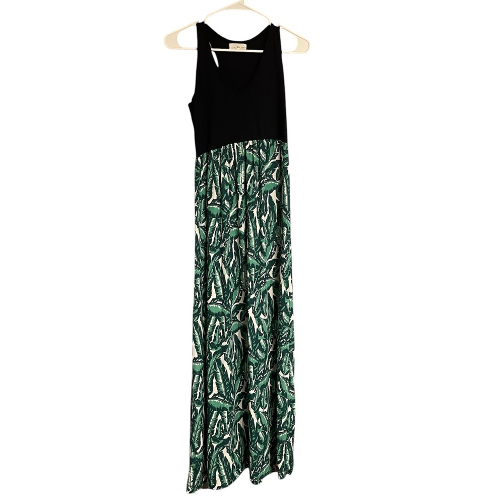 Black and Green Sleeveless Maxi Dress by Thyme and Honey